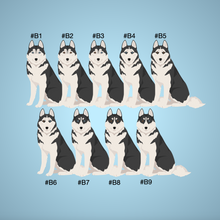 Load image into Gallery viewer, Siberian Husky (black and white) Bezel Keychain - personalized