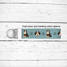 Load image into Gallery viewer, Bernedoodle (Bernese Mountain Dog/Poodle mix) key wristlet