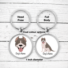 Load image into Gallery viewer, American Pit Bull (cropped ears) Bezel Keychain - personalized