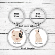 Load image into Gallery viewer, American Staffordshire Terrier (cropped ears) Bezel Keychain - personalized