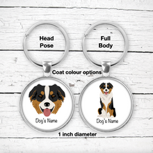 Load image into Gallery viewer, Australian Shepherd Bezel Keychain - personalized