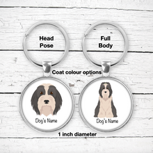 Load image into Gallery viewer, Bearded Collie Bezel Keychain - personalized