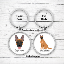 Load image into Gallery viewer, Belgian Malinois Bezel Keychain - personalized