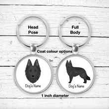 Load image into Gallery viewer, Belgian Sheepdog Bezel Keychain - personalized