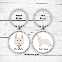 Load image into Gallery viewer, White Swiss Shepherd Bezel Keychain - personalized