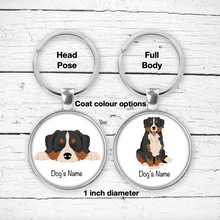 Load image into Gallery viewer, Bernese Mountain Dog Bezel Keychain - personalized