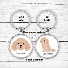 Load image into Gallery viewer, Bichpoo (Bichon Frise/Poodle mix) Bezel Keychain - personalized