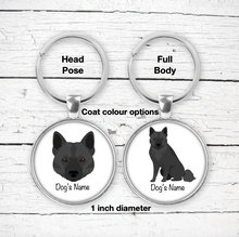 Load image into Gallery viewer, Black Norwegian Elkhound Bezel Keychain - personalized