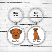 Load image into Gallery viewer, Border Terrier Bezel Keychain - personalized