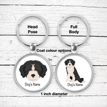 Load image into Gallery viewer, Bordoodle (Border Collie/Poodle mix) Bezel Keychain - personalized