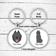 Load image into Gallery viewer, Bouvier des Flandres (cropped ears) Bezel Keychain - personalized