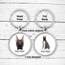 Load image into Gallery viewer, Boxer (cropped ears) Bezel Keychain - personalized