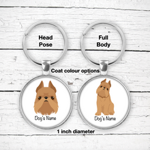 Load image into Gallery viewer, Brussels Griffon (cropped ears) Bezel Keychain - personalized