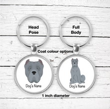 Load image into Gallery viewer, Cane Corso (cropped ears) Bezel Keychain - personalized