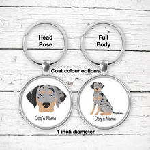 Load image into Gallery viewer, Catahoula Leopard Dog Bezel Keychain - personalized