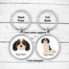 Load image into Gallery viewer, Cavachon (Cavalier/Bichon mix) Bezel Keychain - personalized