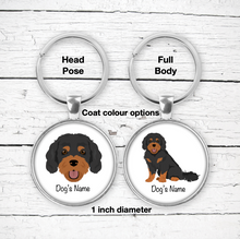 Load image into Gallery viewer, Cavapoo (Cavalier/Poodle mix) Bezel Keychain - personalized