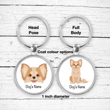 Load image into Gallery viewer, Chihuahua (longhaired) Bezel Keychain - personalized