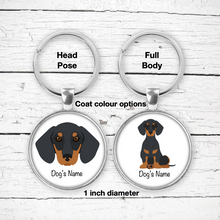 Load image into Gallery viewer, Dachshund (smoothcoat) Bezel Keychain - personalized