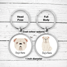 Load image into Gallery viewer, English Bulldog Bezel Keychain - personalized