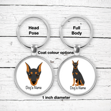 Load image into Gallery viewer, German Pinscher (cropped ears) Bezel Keychain - personalized