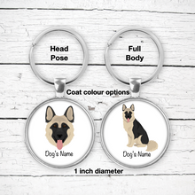 Load image into Gallery viewer, German Shepherd (longhaired) Bezel Keychain - personalized