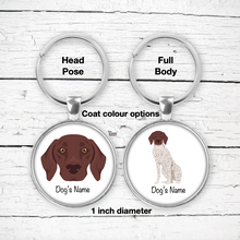 Load image into Gallery viewer, German Shorthaired Pointer Bezel Keychain - personalized