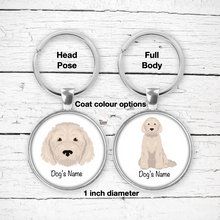 Load image into Gallery viewer, Goldendoodle (Golden Retriever/Poodle mix) Bezel Keychain - personalized