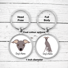 Load image into Gallery viewer, Italian Greyhound Bezel Keychain - personalized