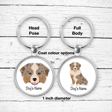 Load image into Gallery viewer, Miniature American Shepherd Bezel Keychain - personalized