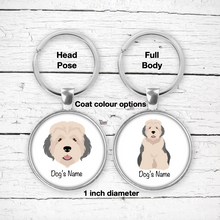 Load image into Gallery viewer, Old English Sheepdog Bezel Keychain - personalized