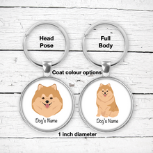 Load image into Gallery viewer, Pomeranian Bezel Keychain - personalized