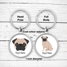 Load image into Gallery viewer, Pug Bezel Keychain - personalized