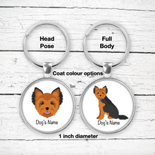 Load image into Gallery viewer, Yorkshire Terrier (puppy clip) Bezel Keychain - personalized