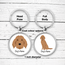 Load image into Gallery viewer, Goldendoodle (Golden Retriever/Poodle mix) Bezel Keychain - personalized