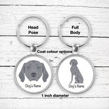 Load image into Gallery viewer, Weimaraner Bezel Keychain - personalized