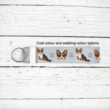 Load image into Gallery viewer, Corgipoo (Corgi/Poodle mix) key wristlet