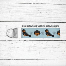 Load image into Gallery viewer, Doxiepoo (Dachshund/Poodle mix) key wristlet