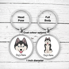 Load image into Gallery viewer, Pomsky (Pomeranian/Husky mix) Bezel Keychain - personalized