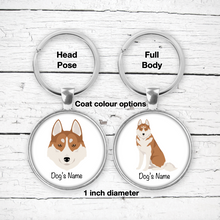 Load image into Gallery viewer, Siberian Husky (orange and white) Bezel Keychain - personalized