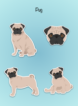 Load image into Gallery viewer, Pug Vinyl Sticker Set