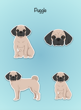 Load image into Gallery viewer, Puggle (Pug/Beagle mix) Vinyl Sticker Set