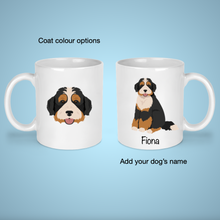 Load image into Gallery viewer, Bernedoodle (Bernese Mountain Dog/Poodle mix) 11 oz mug personalized