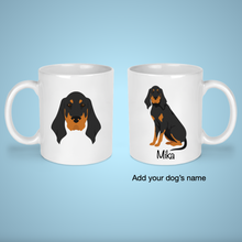 Load image into Gallery viewer, Black and Tan Coonhound 11 oz mug personalized