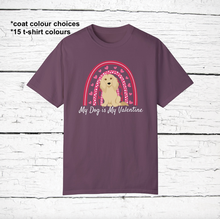 Load image into Gallery viewer, Dachshund (longhaired) 'My Dog is My Valentine' 100% cotton t-shirt customized