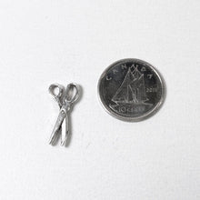 Load image into Gallery viewer, Scissors charm - tiny scissors charm - antiqued silver tone charm