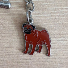 Load image into Gallery viewer, Pug enamel charm key ring - tiny Pug