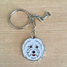 Load image into Gallery viewer, Coton de Tulear head enamel charm key ring