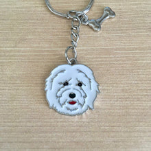 Load image into Gallery viewer, Coton de Tulear head enamel charm key ring