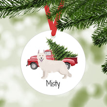 Load image into Gallery viewer, White Swiss Shepherd ornament personalized